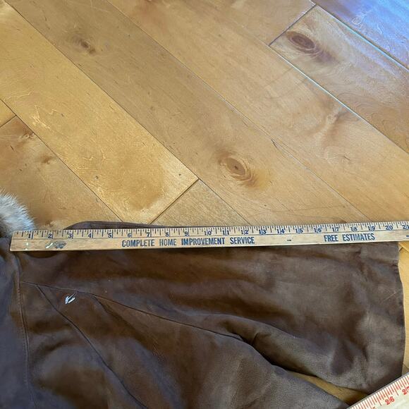 Vintage Highlander Leather winter coat Brown w/ Fur Collar M/L - Picture 14 of 15